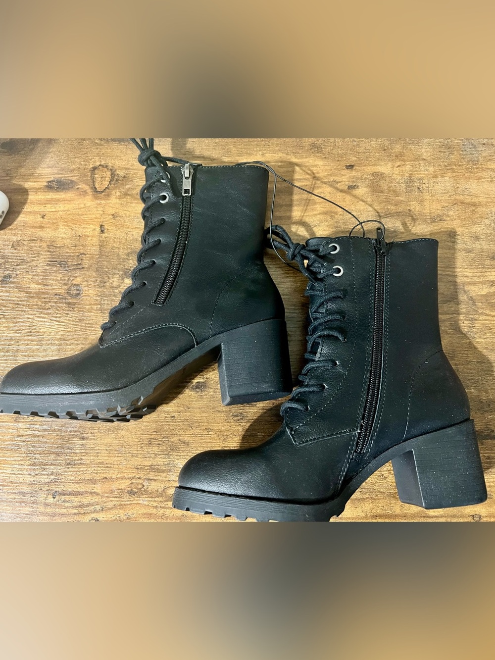 Sun + Stone Womens Sheilaa Lace-Up Combat Booties - Black / US 5